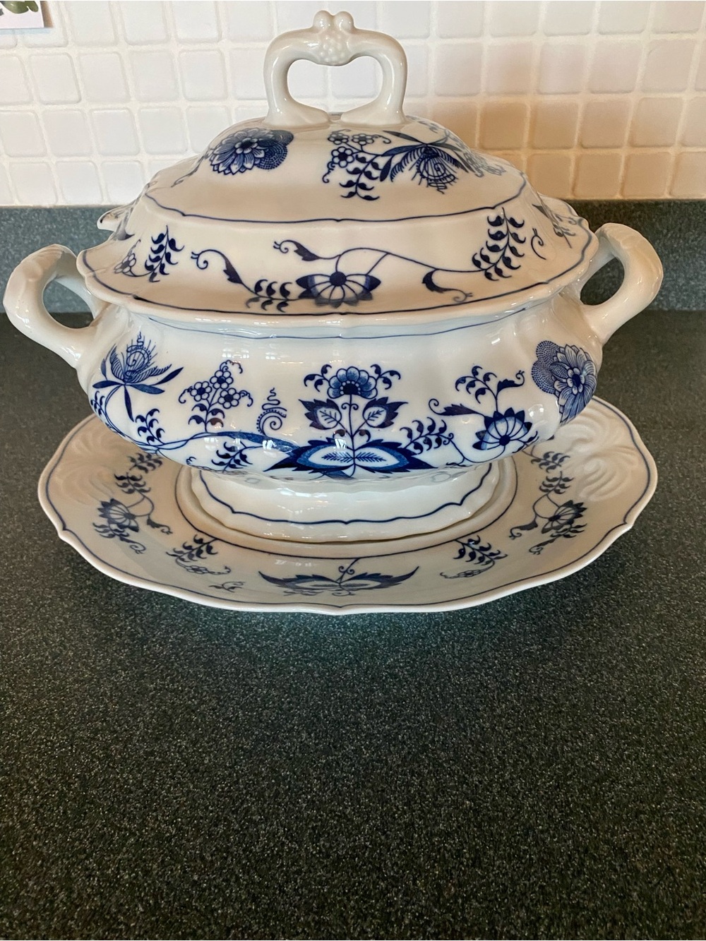 Blue  Danube Tureen with Lid and Underplate